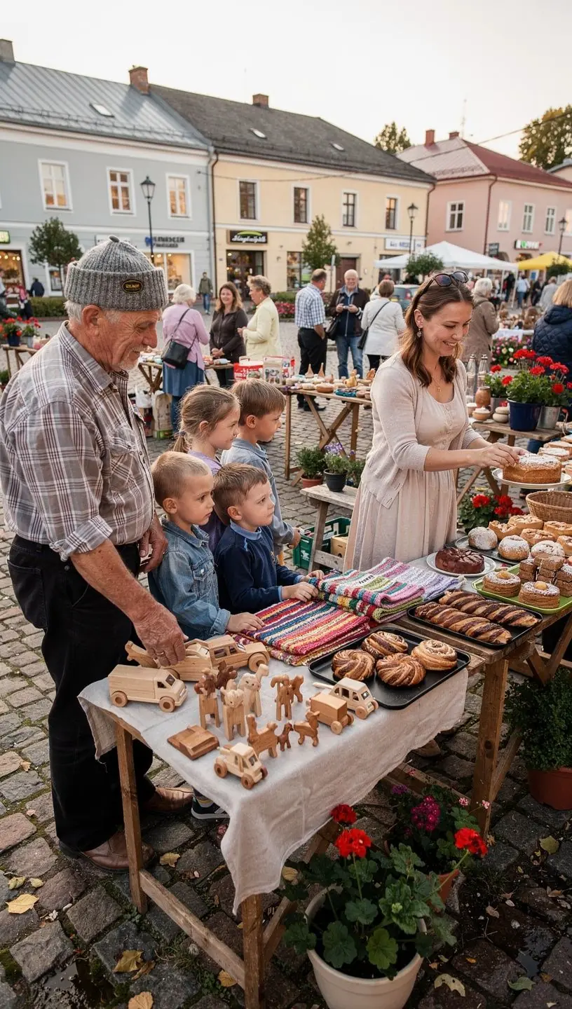 Väikelinna tänaval toimuv kultuurimikrofesti värvikas kontsert publikuga.