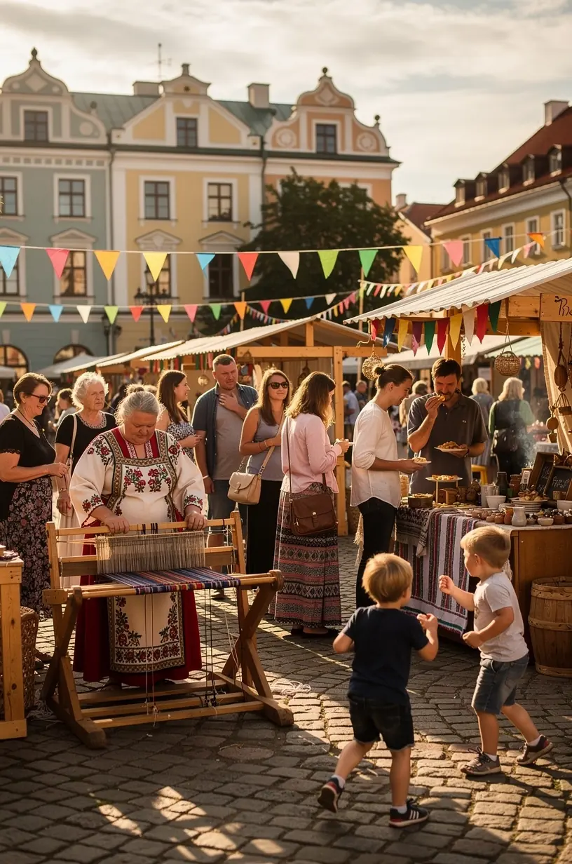Traditsiooniline käsitöölaat mikrofestivali raames väikese Eesti linna turul.
